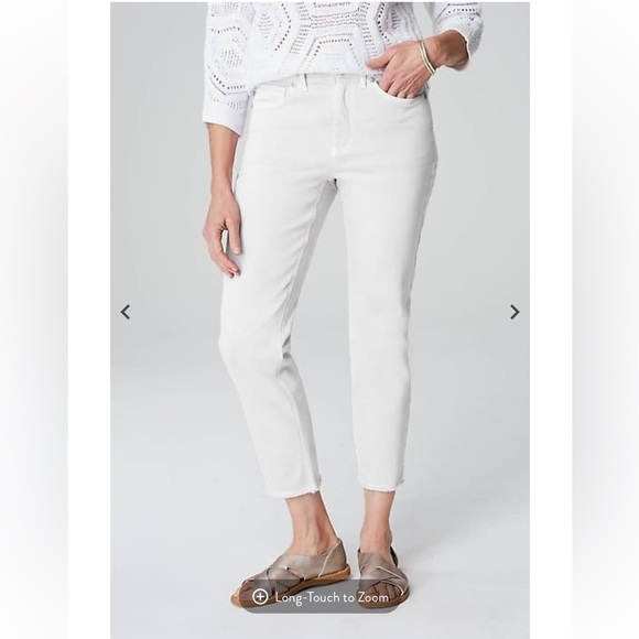 NWT J.Jill Denim High Rise Straight Leg Fringe Hem Crop White Sz 20 - Picture 2 of 13